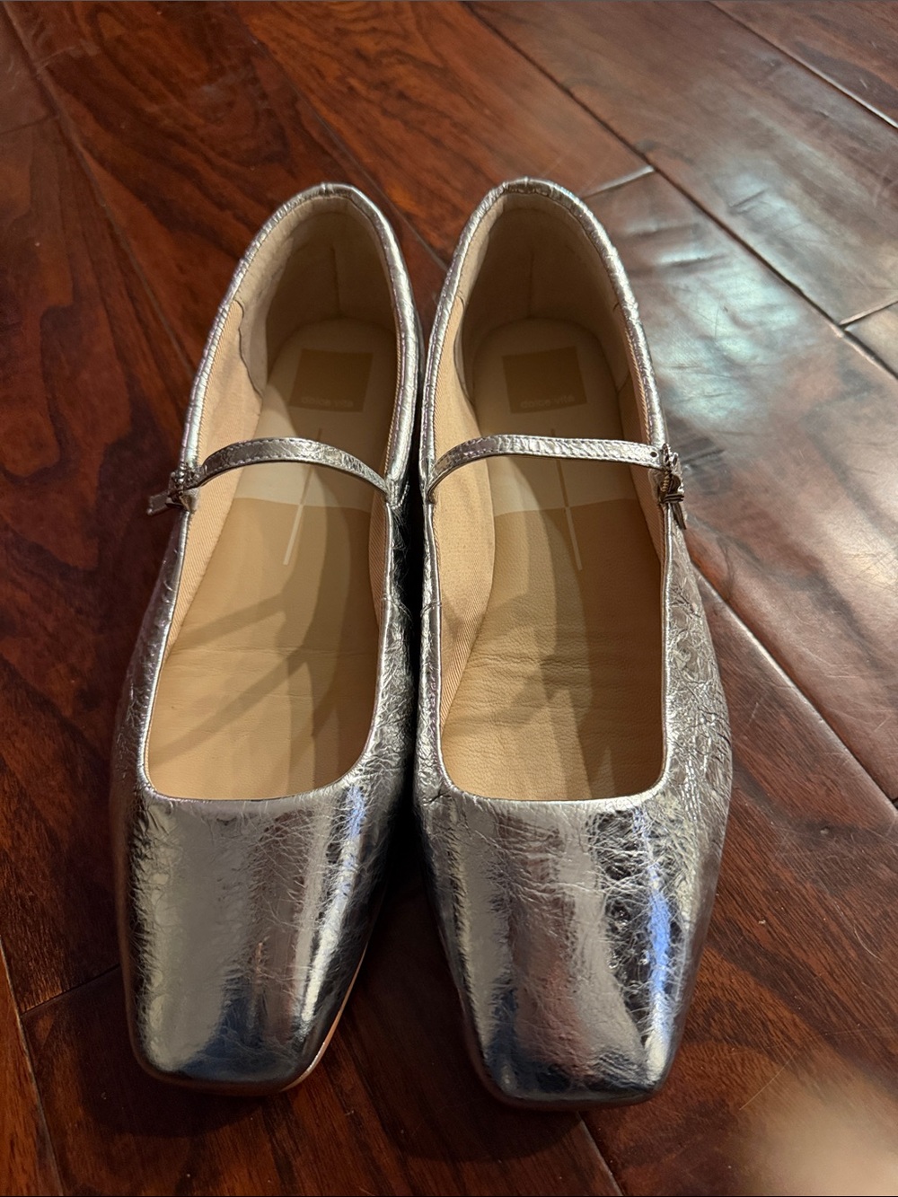 Silver Metallic Mary Jane Flats - Women's Stylish Slip-On Dolce Vita size 11